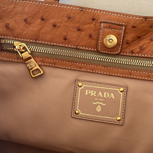 Prada Ostrich Cognac Tote Bag - Picture 9 of 14